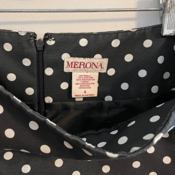 Merona Black White Polka Dot Pencil Skirt Size 4 - Picture 3 of 3